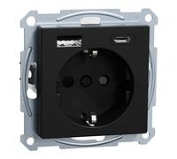 Schneider Electric Merten MEG2367-0403 - Enchufe USB tipo A y C (sistema M, color negro mate)