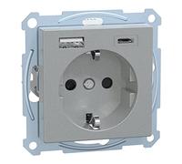 Schneider Electric Merten MEG2367-0460 - Toma de corriente USB tipo A+C (montaje empotrado, sistema M, aluminio)