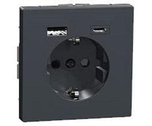 Schneider Electric Merten MEG2367-6034 - Enchufe Schuko USB | Conector tipo C, diseño del sistema, antracita