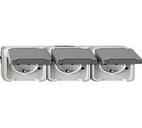 Schneider Electric Merten MEG2391-8029 Aquastar - Toma de Corriente (3 enchufes, Horizontal, IP44)