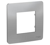 Schneider Electric NU200230 New Unica, Marco de Cubierta para Interruptor 1 x 2 Módulos, 1 Segmento, Instalación Fácil, Sin Halógenos - Aluminio