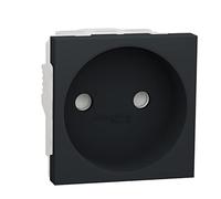 Schneider Electric NU303354 New Unica, Base de Enchufe 2P 16A Europeo, 2 Módulos, Prod. Sostenible Green Premium, Instalación Fácil - Antracita