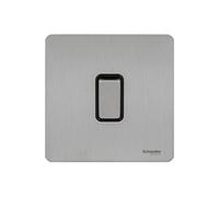 Schneider Electric - Placa con interruptor (acero inoxidable, sin tornillos, 16AX), acabado plateado, parte trasera de color negro