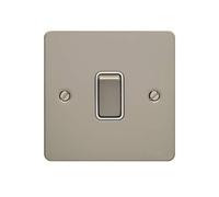 Schneider Electric Placa plana Ultimate - Interruptor de luz individual, doble polo, GU2210WPN, níquel perla con inserto blanco