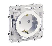 Schneider Electric S520057 Odace 2 Toma de Corriente, Cerrada 2P + E, 16A, 71mm x 71mm x 47.3mm, Blanco, Caja de 10