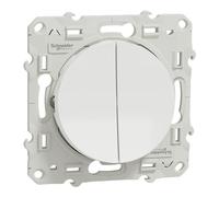 Schneider Electric S520214 Odace - Interruptor doble (230 V), color blanco