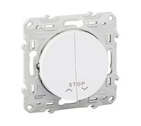 Schneider Electric S520227 - Pulsador doble con función de stop para persianas enrollables (10 A, blanco Odace, pulsador blanco, 2 botones + función de stop para persianas enrollables