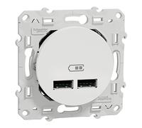 Schneider Electric S520407 Odace 2 Toma de Corriente, Cerrada 2P + E, 16A, 71mm x 71mm x 47.3mm, Blanco, Caja de 10