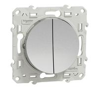 Schneider Electric S530214 Odace - Interruptor doble (230 V), color aluminio