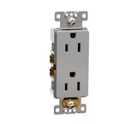 Schneider Electric Toma de corriente cuadrada D X Series 15A 125V resistente a manipulaciones, instalación atornillada, abrazaderas de alambre laterales, gris mate, material termoplástico, requiere