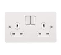 Schneider Electric Ultimate Flat Plate GU3220WPW - Toma de corriente doble conmutada, 13 A, color blanco pintado con inserto blanco