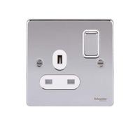 Schneider Electric Ultimate Low Profile - Toma de corriente de interruptor único, 13 A, GU3510WPC, cromo pulido con inserto blanco