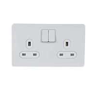 Schneider Electric Ultimate - Placa con Interruptor (13 A, doble enchufe pintado de color blanco color blanco
