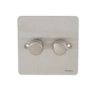 Schneider Electric Ultimate - Placa plana, interruptor de intensidad, 2 Gang - Main & LV, metalizado, 1