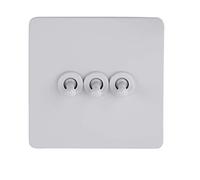 Schneider Electric Ultimate - Placa plana sin tornillos, interruptor de luz de 2 vías, 3 interruptores, 16AX, GU1432TPW, pintado en blanco