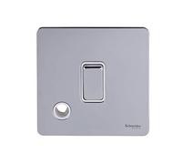 Schneider Electric Ultimate - Placa plana sin tornillos, interruptor de luz individual con salida flexible, doble polo, 20AX, GU2413WPC, cromo pulido con inserto blanco