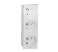 Schneider Electric Unica NU307918T - Enchufe triple 2P+T - FR - Conducto especial - Blanco