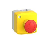 Schneider Electric XALK178E Plástico Estación de Control, Tapa Amarilla, 1 Pulsador Seta Rojo 40 Ø, Gris Claro