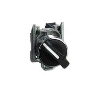 Schneider Electric XB4BD41 Harmony Botón Giratorio, con Palanca de Mando, 3 Posiciones, Brida de Metal Chapado, 1F, 22 mm Diámetro de Fijación, Negro