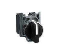 Schneider Electric XB4BD41 Harmony Botón Giratorio, con Palanca de Mando, 3 Posiciones, Brida de Metal Chapado, 1F, 22 mm Diámetro de Fijación, Negro