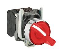 Schneider Electric XB4BK124M5 Selectore Luminoso, Ø 22, Mango de 2 Posiciones, 240 V, 1 NA + 1 NC, Color Rojo
