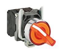 Schneider Electric XB4BK125B5 Selector Luminoso, Diámetro 22, Mango de 2 Posiciones, 24 V, 1 Na + 1 Nc, Amarillo
