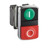 Schneider XB4BL845 green flush/red projecting illuminated double-headed pushbutton Ø22 1NO+1NC 24V