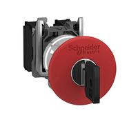 Schneider Electric XB4BS9445 Pulsador Parada de Emergencia Diámetro 22, Cabeza Redonda Diámetro 40, Liberación Llave, Rojo