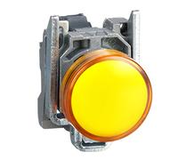 Schneider Electric XB4BVG5 Luz Piloto Redondo Diámetro 22, IP65, LED Integral, 120 V, Terminales, Amarillo