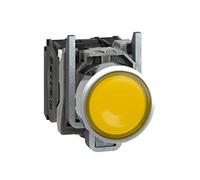 Schneider Electric XB4BW35G5 Pulsador amarillo luminoso, Ø 22,Retorno Resorte Nivelado, 120 V, 1 NA + 1 NC