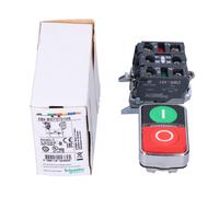 Schneider Electric XB4BW73731M5 Pulsador Diámetro 22, Dos Accionadores, Retorno Resorte, Luz Blanca, 240 V- IP66, Verde y Rojo