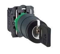 Schneider Electric Conmutador selector XB5AG33, diámetro 22, cierre de 3 posiciones, 2 NA, negro