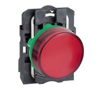 Schneider Electric XB5AVM4 Piloto Luminoso Redondo Diámetro 22, IP65, LED Integral, 240 V, Terminales, Rojo
