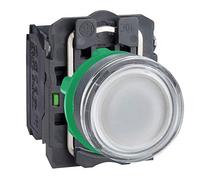 Schneider Electric XB5AW31M5 Pulsador Luminoso, 1N 1NC, 220-240V, 22mm Ø, 57mm x 30mm x 42mm, Blanco