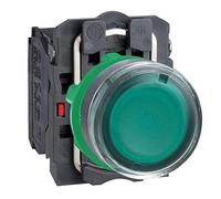 Schneider Electric XB5AW33M5 Pulsador Iluminado Diámetro 22, Retorno Resorte Nivelado, 240 V, 1 NA + 1 NC, Verde