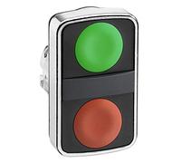 Schneider Electric ZB4BA7340 Cabeza Pulsador de dos Acción Diámetro 22, sin Marca IP66, IP69 K, Verde y Rojo