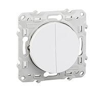 SCHNEIDER - Interrupteur double poussoir Odace - SCH-ODACE-DOUBLE-POUSSOIR - enjoliveur blanc, vis, 1, 30,348