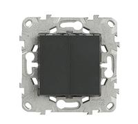 SCHNEIDER - Interruptor Doble Vaivén 10A Antracita Unica Deco - Mecanismo de Plástico - 250V, IP21 - Montaje Empotrado - Gestión de Dos Circuitos Luminosos - Acabado Mate - 60x60x40 mm