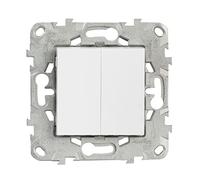 SCHNEIDER - Interruptor Doble Vaivén 10A Blanco Unica Deco - Mecanismo de Plástico - 250V, IP21 - Montaje Empotrado - Para Grandes Espacios Multifuncionales - Acabado Brillante - 60 x 60 x 40 mm