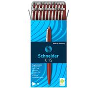 Schneider K15 - Bolígrafo retráctil (20 unidades, punta media), color rojo