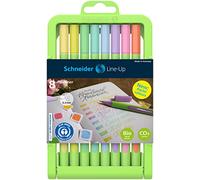 Schneider Line-Up 191088 - Rotulador fino pastel, punta de fibra de 0,4 mm, barril verde claro, varios colores de tinta pastel, soporte ajustable para 8 bolígrafos