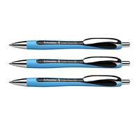 Schneider - Lote de 3 bolígrafos retráctiles Slider Rave XB viscoglide punta ancha negra