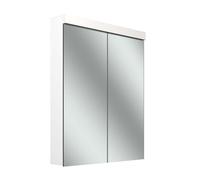 Schneider LOW plus LED armario con espejo, 2 puertas 30/30cm, 595x120x747mm, toma de corriente izquierda, iluminación superior, 172.063.02.0201, Versión: Estándar de la UE/blanco del corpus/3000K