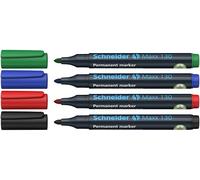 Schneider Maxx 130 Marcador permanente, rellenable, 1 - 3 mm, colores surtidos, estuche de 4