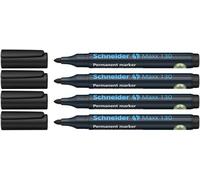 Schneider Maxx 130 - Rotuladores permanentes con punta redonda (grosor de trazo: 1-3 mm, rellenables, 4 unidades), color negro
