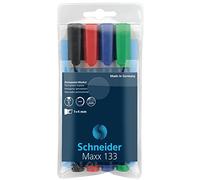 Schneider Maxx 133 Marcador permanente, rellenable, 1 + 4 mm, colores surtidos, estuche de 4