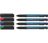 Schneider Maxx 222 F 0.7mm - Rotuladores permanentes, 4 unidades, color negro, rojo, azul y verde