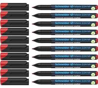 Schneider Maxx 224 M - Rotulador universal (permanente, tinta recargable, 1,0 mm, 10 unidades), color rojo