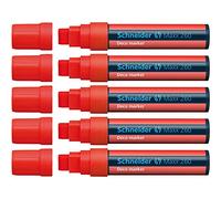 Schneider Maxx 260 - Rotulador permanente (pack de 5 unidades, trazo rectangular), color rojo