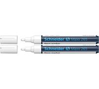 Schneider Maxx 265 - Rotuladores de tiza (2-3 mm de grosor, borrado en húmedo, a base de agua, sin olor, 2 unidades), color blanco